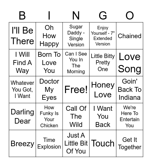 MJ Music Bingo R1 Bingo Card