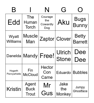 Cartoon Network Bingo Card