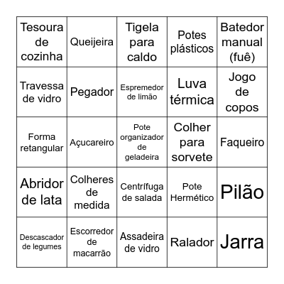 Chá de Panela Jéssica e Lucas Bingo Card