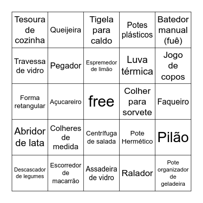 Chá de Panela Jéssica e Lucas Bingo Card