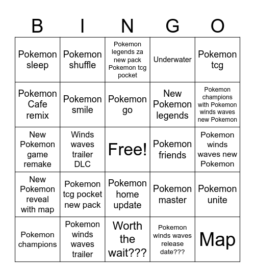 Pokemon Day 2027 bingo Card
