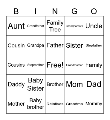 FAMILY Bingo Card