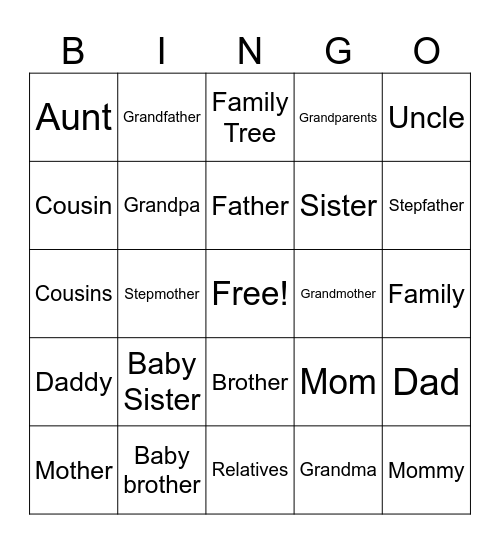 FAMILY Bingo Card