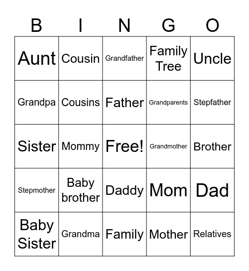 FAMILY Bingo Card