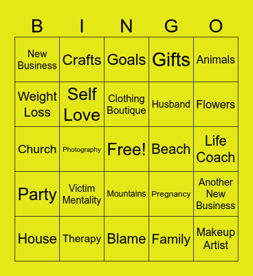 Kaylee Bingo Card