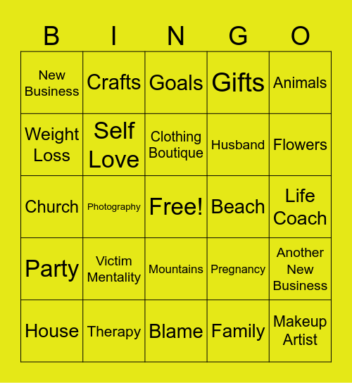 Kaylee Bingo Card