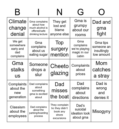 Bigot Bingo Card