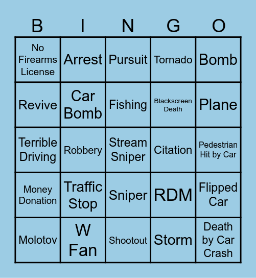 Harrison Bingo Card