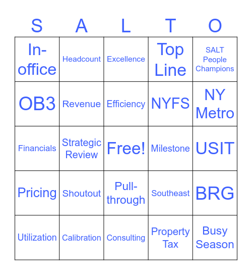 SALT Appreciation Week Bingo Card