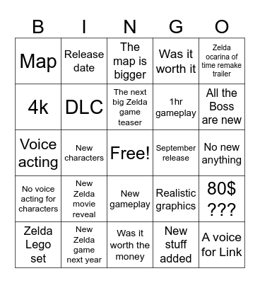 Zelda 40th anniversary Bingo Card
