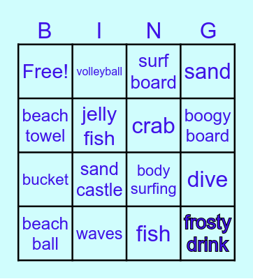 Beach BINGO Card