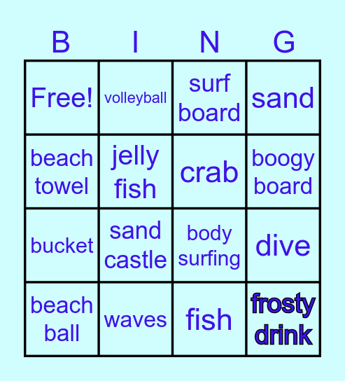 Beach BINGO Card