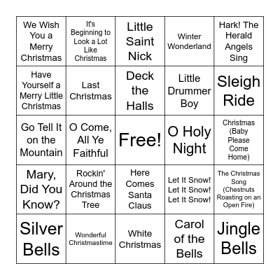 Christmas Singo Bingo Card