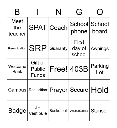 CHE Convocation Bingo Card