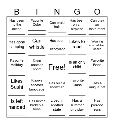 Cheer Bingo Card