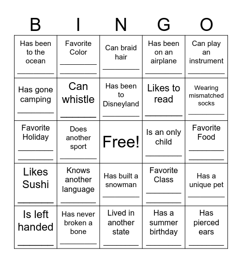 Cheer Bingo Card