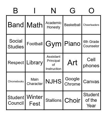 CMM Stallion Camp Bingo Card
