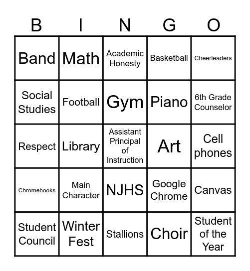 CMM Stallion Camp Bingo Card