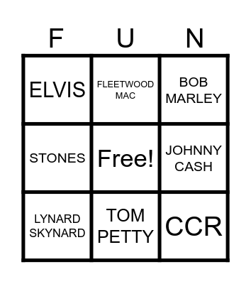 Live Music Bingo Card