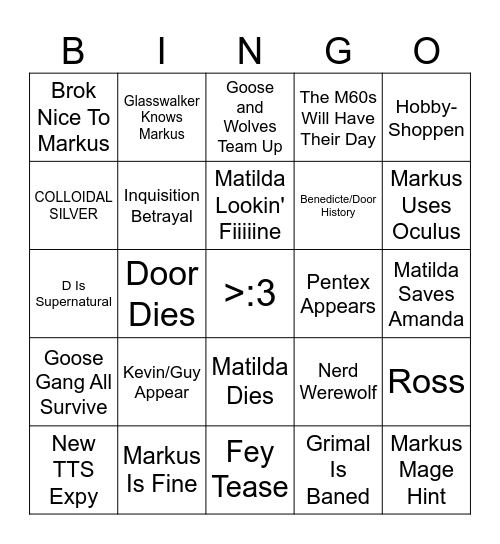 HTP 6 Bingo Card