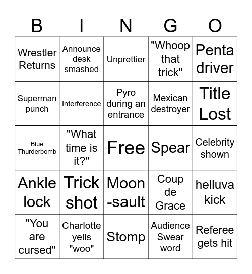 Summer Slam - Sunday Bingo Card