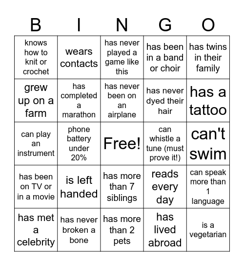 FIND SOMEONE WHO... Bingo Card