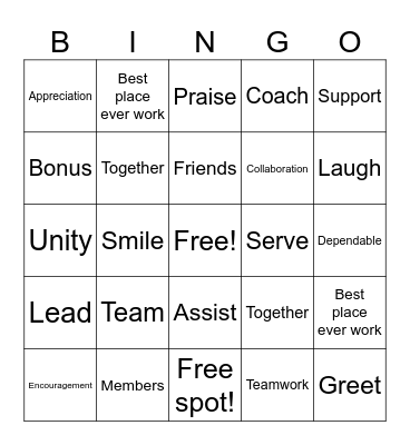 TEAM Bingo Card