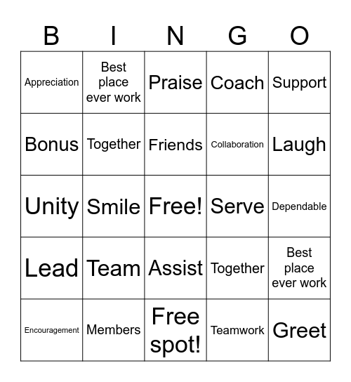 TEAM Bingo Card