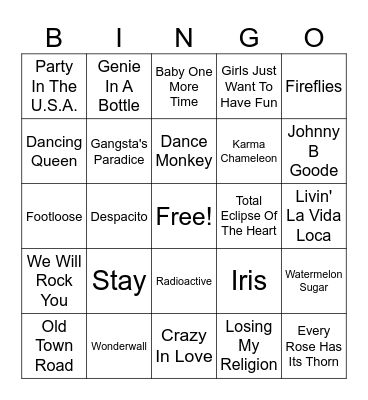 Debut Bar Bingo Card