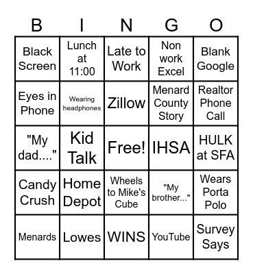 Plus 1 Shines Bingo Card