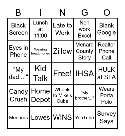 Plus 1 Shines Bingo Card