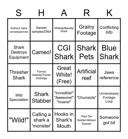 SHARK WEEK Bingo Card