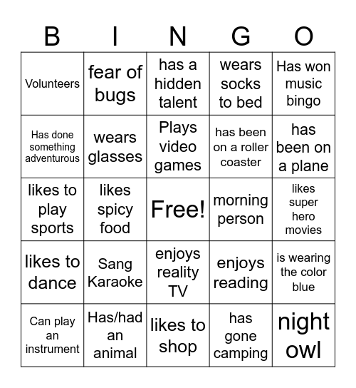 MEET ME BINGO Card