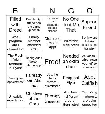 Fall 2026 Bingo Card