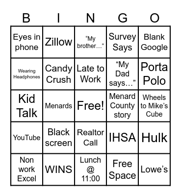 Plus 1 Shines Bingo Card