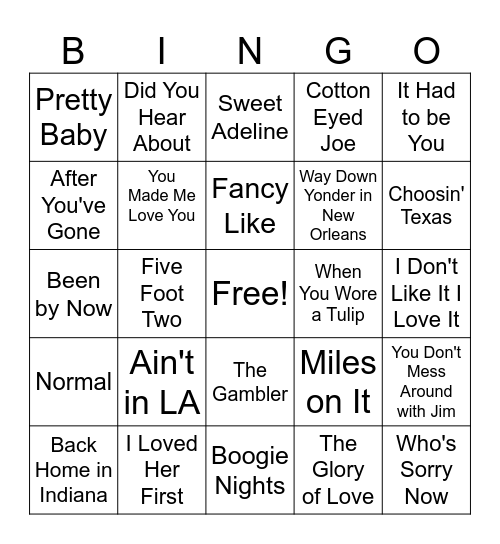 Musical Bingo MFL Bingo Card