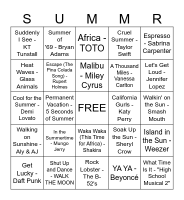 summer bingo Card