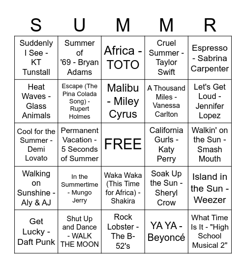summer bingo Card