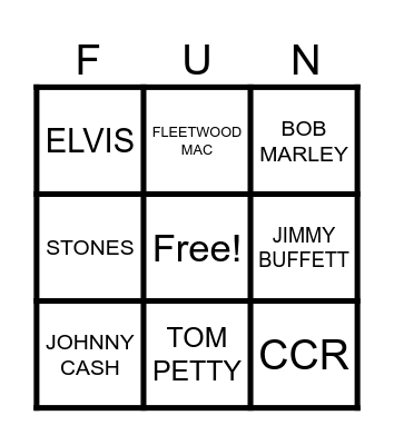 Live Music Bingo Card