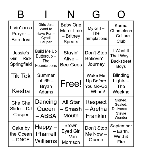 Everybody Knows This One! Bingo Card