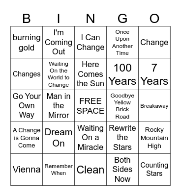 Songs About Change Bingo Card