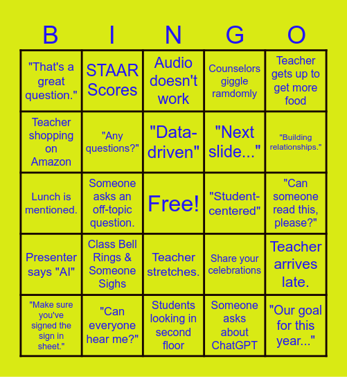 Under-the-Table EHS PD 26-27 BINGO Card