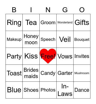 Len's Bridal Shower Bingo! Bingo Card