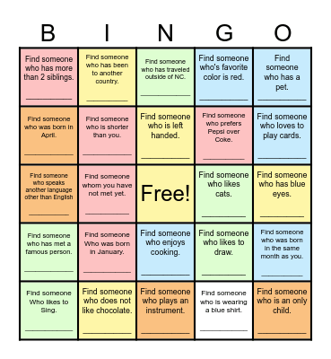 Find Someone Who... Bingo Card