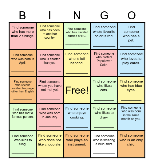 Find Someone Who... Bingo Card
