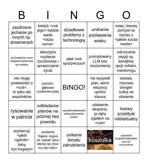 klaunowe bingo Card