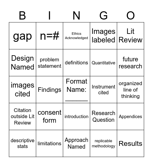 Research Bingo Card