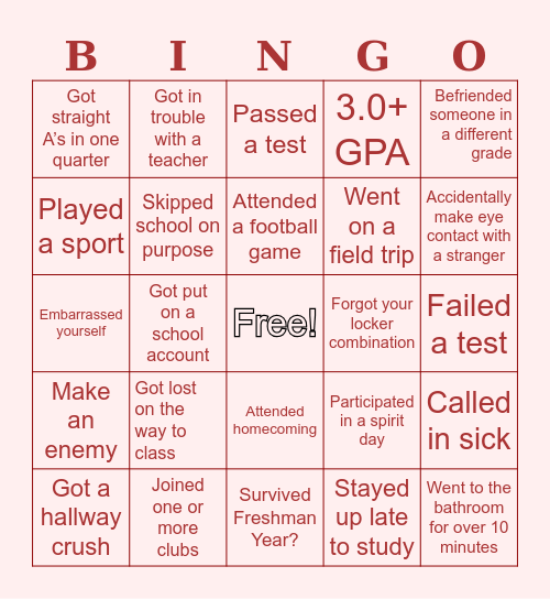 𝐅𝐫𝐞𝐬𝐡𝐦𝐚𝐧 𝐘𝐞𝐚𝐫 𝐁𝐢𝐧𝐠𝐨 Bingo Card