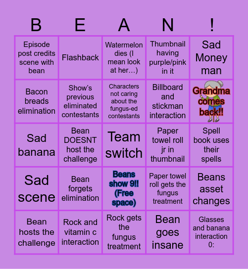 The EPIC LITTTLE!! BEANS SHOW!!1! BINGO!!1 Bingo Card