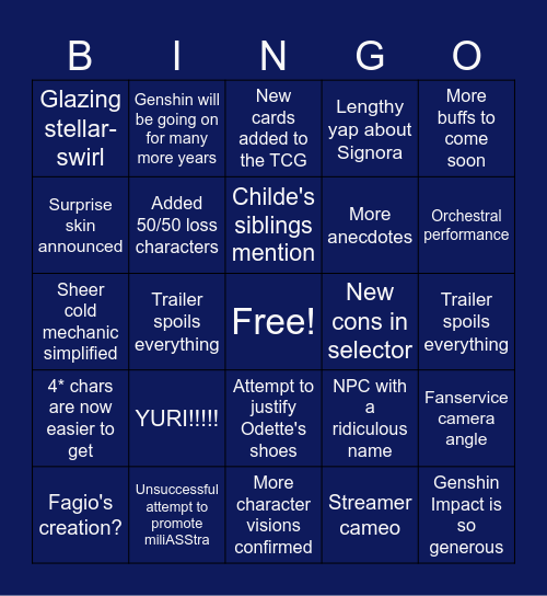 Snezhnaya Bingoon Bingo Card